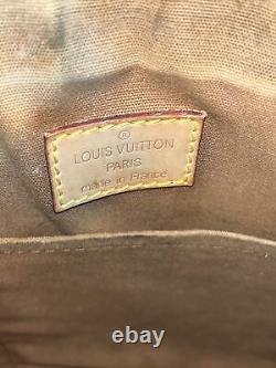 Vintage Louis Vuitton tan leather trim brown Monogram Canvas Tote Bag TH1026