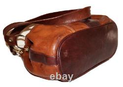 Vintage MARINO ORLANDI Camel Tan & Brown Leather Handbag
