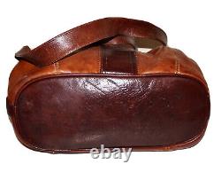 Vintage MARINO ORLANDI Camel Tan & Brown Leather Handbag