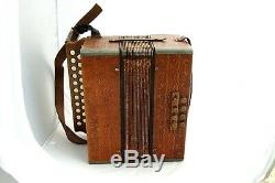 Vintage M. Hohner Germany Accordion, Accordeon with Tan Leather