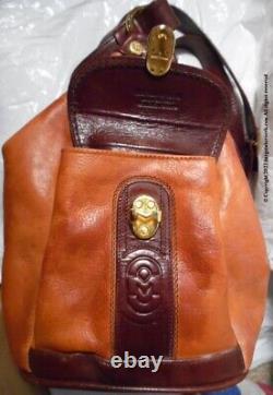 Vintage Marino Orlandi Italian Tan Leather Shoulder Bucket Bag Ng88