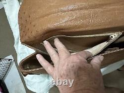 Vintage Mark Cross Germany Ostrich tan leather Top Handle bag purse