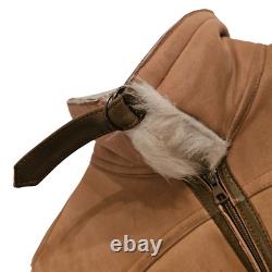 Vintage Men's Aviator B3 Flight Tan Leather Sheepskin Shearling Bomber Jacket