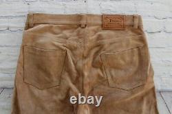 Vintage Mens RALPH LAUREN Polo Tan Suede Leather 5 Pocket Pants 34 x 30