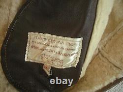 Vintage Mens Tan Leather Sheepskin Flying/bomber Jacket. Uk Size 38. Ex Condition