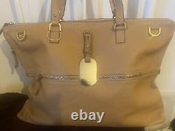 Vintage Mulberry Large Tote Tan Leather Gold Brass Somerset Handbag Dust Bag Vgc