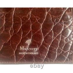 Vintage Mulberry Organiser Filofax Dark Tan Brown Crocodile Print Nile Leather
