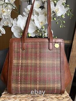 Vintage Mulberry Woven Leather Tartan Check Lining Shoulder Bag Handbag