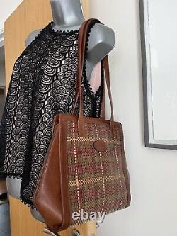 Vintage Mulberry Woven Leather Tartan Check Lining Shoulder Bag Handbag