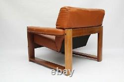 Vintage Norwegian Tan Leather 1960s Armchair Pair