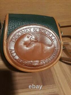Vintage Original Dooney And Bourke Big Duck Crossbody Bag Green and Tan