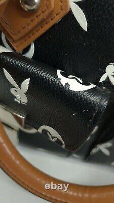 Vintage Playboy Bunny Signature White Black Tan Hand Bag Purse Hugh Hefner Rare