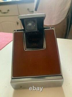 Vintage RARE Polaroid SX-70 Land Camera Chrome with Tan Leather Includes Case