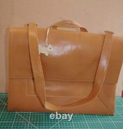 Vintage Radley Briefcase, Light Tan with Leather Dog Tag