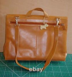 Vintage Radley Briefcase, Light Tan with Leather Dog Tag
