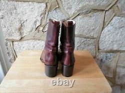 Vintage Raffaella Venturini Lady Size 41 Tan Leather Lace up Boots Made in Italy