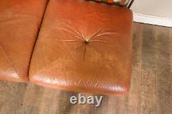 Vintage Retro Pair of Chrome and Tan Leather Armchairs