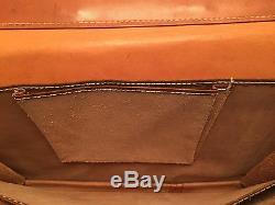 Vintage Rustic Thick Tan Leather Double Belted Briefcase American Made