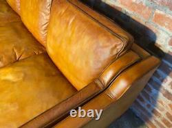 Vintage Stouby Danish 1970 Tan Coloured Three seater Mogensen Style Leather Sofa
