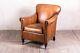 Vintage Style Leather Armchair Tan Leather Distressed Upholstery Chair Seat