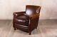 Vintage Style Leather Armchair Upholstered Deep Tan Leather Chair