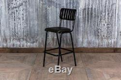 Vintage Style Ribbed Leather Stools Leather Breakfast Bar Stool Two Colours