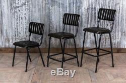 Vintage Style Ribbed Leather Stools Leather Breakfast Bar Stool Two Colours