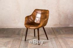 Vintage Style Tan Leather Bucket Armchair Kitchen Dining Chair The Chepstow