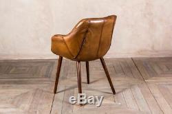 Vintage Style Tan Leather Bucket Armchair Kitchen Dining Chair The Chepstow