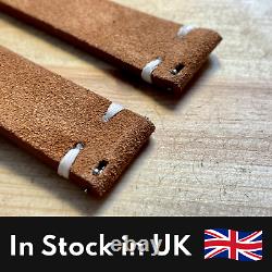Vintage Suede Leather Watch Strap Replacement 20mm Tan Grey Quick Release