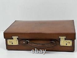 Vintage TAN leather miniature attache fitted writing case briefcase BEST PATINA