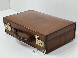 Vintage TAN leather miniature attache fitted writing case briefcase BEST PATINA