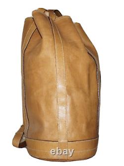 Vintage TIARA Large Tan Leather 15 x 11 Swing Backpack Shoulder Bag