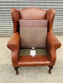 Vintage Tan Brown Leather Laura Ashley Denbigh chair