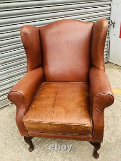 Vintage Tan Brown Leather Laura Ashley Denbigh chair