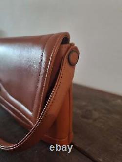 Vintage Tan Brown Leather Top Handle Handbag