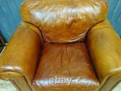 Vintage Tan Distressed Leather Armchair