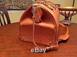 Vintage Tan Heavy Saddle Leather Gladstone Travel Bag / Doctor Bag / Duffle