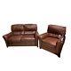Vintage Tan Leather 2 Seat Sofa And Chair UK DELIVERY