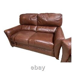 Vintage Tan Leather 2 Seat Sofa And Chair UK DELIVERY