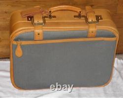 Vintage Tan Leather & Canvas Combination Travel Car Trunk Case SWAINE ADENEY