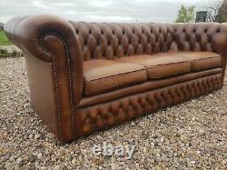 Vintage Tan Leather Chesterfield 3 Seater Sofa