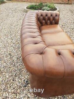 Vintage Tan Leather Chesterfield 3 Seater Sofa