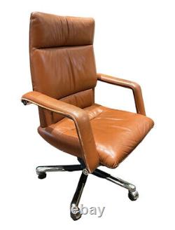 Vintage Tan Leather Swivel Armchair