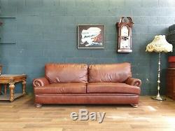 Vintage Tetrad Cordoba John Lewis Chesterfield Chestnut Tan Leather Club Sofa 1