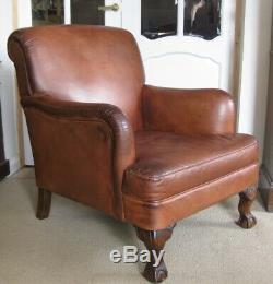 Vintage Tetrad Semi-Aniline Tan Leather Armchair