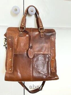 Vintage brown tan vintage Genuine leather large shopper crossbody bag by Ashwood