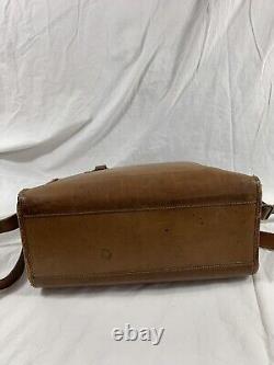 Vintage genuine Ghurka No 16 The Keeper tan leather satchel bag strap distressed
