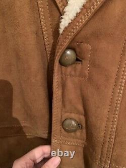 Vintage oversized tan brown shearling Sheepskin leather jacket