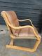 Vintage retro antique Danish mid century armchair lounge chair brown tan leather